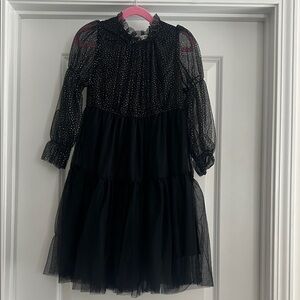 Girls Black Sparkle Tiered Mesh Dress size 7Y
